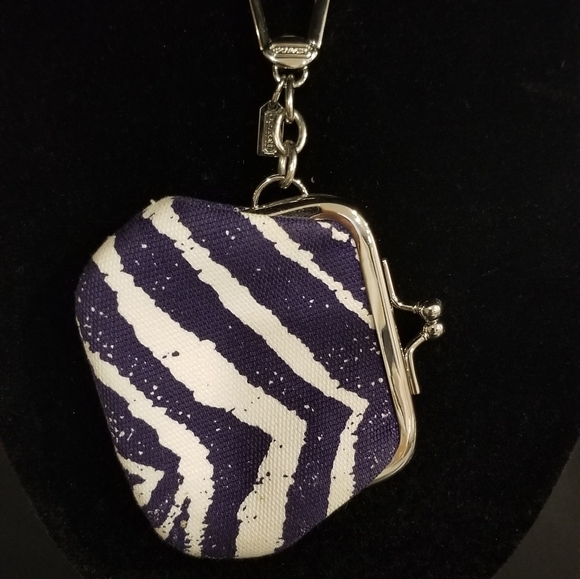 Coach Legacy Purple Zebra Coin Holder Keychain - Picture 2 of 4